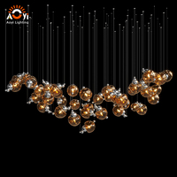 Plafonnier LED Aoyi Lighting en verre ambré irrégulier - Décoration artistique contemporaine pour espaces commerciaux haut de gamme