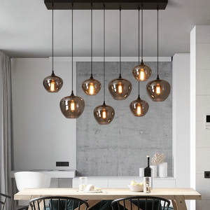 Isola da Cucina Moderna in Stile Nordico con Lampadari <span class=keywords><strong>a</strong></span> Sfera in Vetro Grigio per Decorazione Ristorante Lampade <span class=keywords><strong>a</strong></span> Sospensione in Vetro - Product Image 2