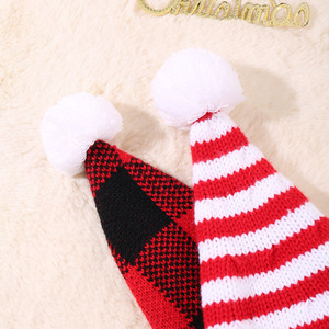 Bonnets de père noël chapeaux tricotés hiver chaud nouvel an rayures <span class=keywords><strong>pompon</strong></span> casquettes rouge <span class=keywords><strong>blanc</strong></span> pour hommes femmes enfants - Product Image 3