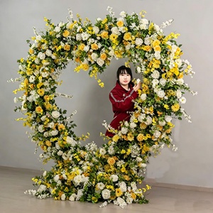 Arreglo Floral Artificial para Boda, Corazón de Rosas de Seda, Fondo Moderno Hecho a Mano para Decoración de Bodas y Fiestas - Product Image 2