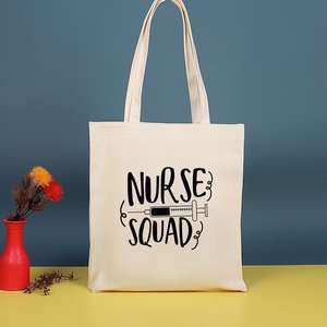Bolsa de Lona con Tema de Enfermera, Bolsa de Hombro Ecológica de Gran Capacidad para Trabajo, Vacaciones, Compras, Escuela, Hospital, Uso Diario - Product Image 3