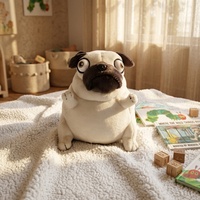 Boneka Pug Lucu Grosir Ukuran 6 Inci, Mata Besar, Super Lembut, Boneka Anjing Isi Dakron, Hadiah Anak, Promosi OEM