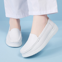 Chaussures de travail médicales pour femmes, en cuir véritable, antidérapantes, légères, pour infirmières et médecins, noir et blanc, pointures 34-42