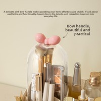 Boîte de rangement en plastique avec nœud papillon, style moderne et minimaliste, support de crayons à sourcils pour bureau, organisateur de coiffeuse anti-poussière, 1 litre