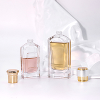 Vente en gros d'usine personnalisée, flacon de parfum carré de luxe de 100 ml rechargeable avec bouchon chromé doré