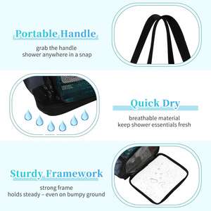 Popular <b>Shower</b> Bag with 7 Outer Pockets Women Double Handle Hanging <b>Tidy</b> Practical <b>Shower</b> - Product Image 2