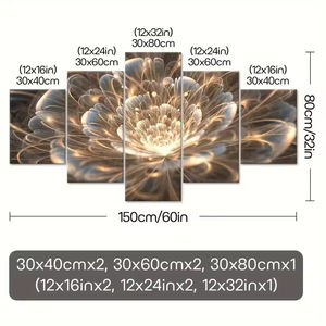 Haute qualité Art moderne paillettes fleurs cadre en bois toile affiche imprime 5 toile mur Art peintures pour salon décoration murale - Product Image 4