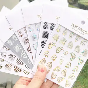 cute kawaii coconut leopard print hills Nail Art sticker decal water ripples nail Art charms nail painting stickers supplier