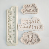 Dampfkuchen-Geburtstagsbuchstaben-Form aus lebensmittelechtem Silikon, 4-teiliges transparentes DIY-Kuchendekorations-Set mit englischen Buchstabenkarten