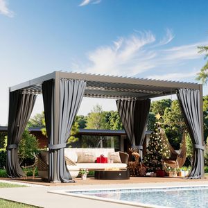 Pérgola de Aluminio con Techo de Láminas Ajustables e Impermeables para Patio y Jardín - Product Image 1