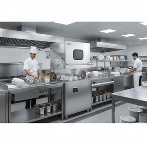 Lavavajillas de Tipo Campana Transportadora Totalmente Automática para Uso en Restaurantes PMDE-1200E con Capacidad de 30-80 Bandejas/Hora y Potencia de 8.9W - Product Image 2