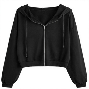 <b>Cropped</b> <b>Zip</b> <b>Up</b> Hoodie Women Long Sleeve Crop Sweatshirts Jackets - Product Image 1