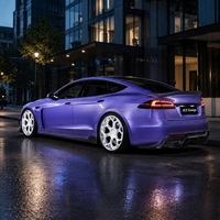Pour Tesla Model S 2024 et versions ultérieures, Kit carrosserie complet en fibre de carbone sèche style V : Lame avant, Diffuseur arrière, Canards de pare-chocs, Aileron arrière, Capot