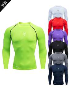 Camiseta de Compresión de Manga Larga para Hombre, Cuello Redondo, Anti-Pilling, Alta Elasticidad, Ajuste Muscular, Secado Rápido y Transpirable, con Impresión por Transferencia de Calor OEM - Product Image 5