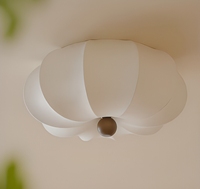 Plafonnier en Faux Soie Effet Pétale de Citrouille, Style Wabi Sabi Japonais Crème, Dimmable E27 pour Chambre, Salon, Salle à Manger, Bureau
