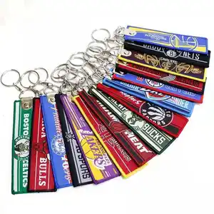 Oneway Bán Buôn Vải Keyring Double Side Thêu Keychain Tùy Chỉnh Thương Hiệu Logo Thêu Key Chain