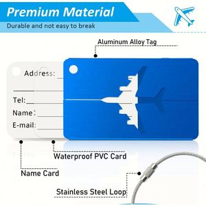 Étiquettes de bagages personnalisées, gravure au laser, impression de logo, alliage d'aluminium, étiquette de bagage d'avion, étiquettes de sac à main portables avec anneau métallique - Product Image 5