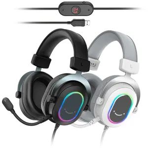 Fifine H6P USB 7.1 Surround Sound Gaming Headphones 3.5mm RGB Over-Ear Noise Cancelling Headset Microphone Headset Gamer