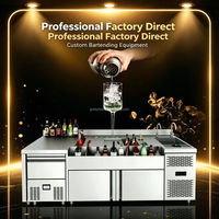Peralatan Dapur Restoran Profesional Buatan Pabrik Cina, Desain Meja Kerja Stainless Steel, Bar Air Dingin