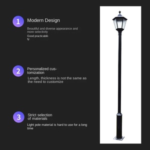 เสาไฟสวนเหล็กกลางแจ้ง หลอดไฟ LED พร้อมโคมแก้ว แสงวอร์มไวท์ 2700K IP66 หลอดไฟ A19 แบบไม่ถอดได้ ใช้ไฟ AC 220V พร้อมเซ็นเซอร์ตรวจจับความเคลื่อนไหว พลังงานแสงอาทิตย์ - Product Image 4