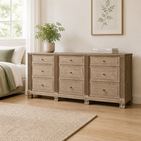 Commode à 9 tiroirs en bois massif artisanal, style moderne et luxueux, avec quincaillerie métallique, pour salon et chambre, décoration haut de gamme pour villa