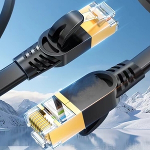Atacado CAT 7 Flat BC10m/20m/30m Patch <span class=keywords><strong>Cord</strong></span> 30AWG SSTP RJ45 Conector 4 Par Casaco PVC Cat7 Preto Cabo Ethernet de Rede - Product Image 5