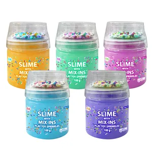 DIY Educational Colorful 100g Crystal Mud Slime Barrel Kids Slime Kit With Mix-ins Play Toy Sequins