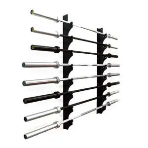 Equipo de gimnasio Soporte de barra de peso Acero Horizontal Montado en la pared Bar Barbell Rack Bar Plate Storage Rack