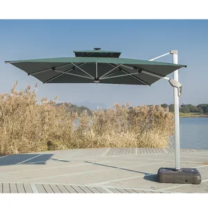 Zhongshi Waterproof Decorative Garden Umbrellas Restaurant Solar Powered Led Patio Umbrella For Outdoor