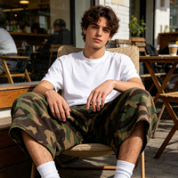 Pantalon de survêtement camouflage vintage pour homme, coupe large, style basketball, vente en gros OEM