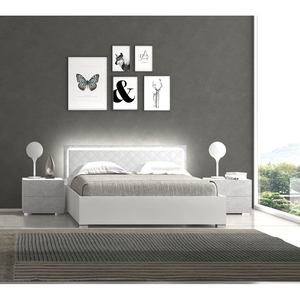 Letto matrimoniale con contenitore in frassino bianco - Product Image 1
