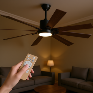 Ventilador de Techo LED de 72 Pulgadas en Madera de Nogal, 8 Aspas de Madera, Control Remoto, Motor DC, Temperatura de Color Ajustable, 6 Velocidades Reversibles - Product Image 2