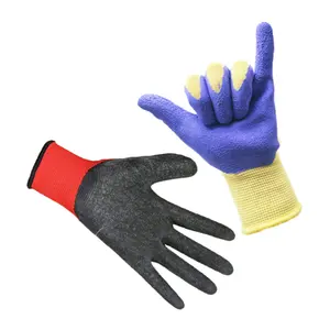 Customized service latex coated gloves crinkle foam latex gloves suppliers cheap latex gloves white for light industry logistics