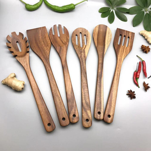 Phụ kiện nhà bếp không dính keo Gỗ Nhà Bếp nấu ăn thìa thìa bếp dụng cụ thiết lập - Product Image 1