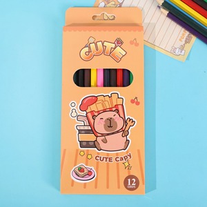 Conjunto de Lápis de Cor com Padrão de Capibara em 12 Cores, Lápis de Madeira para Desenho Infantil e Graffiti - Product Image 6
