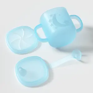 新产品食品级硅胶婴儿饮用水杯无溢出食品婴儿吸管杯婴儿硅胶