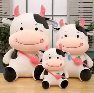 2024 diseño blanco relleno suave Mini mascota almohada relleno ganado lindo bebé divertido vaca peluche Animal juguete