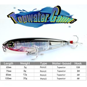 Nouvelles leurres flottantes en plastique avec paillettes 5g 8g 12g 20g, leurres crayon pour la pêche en eau salée et en eau douce, leurres durs pour la pêche - Product Image 2