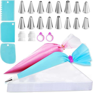 Lot de douilles à pâtisserie en acier inoxydable, poche à douille jetable avec outil de pressage, formes numérotées pour la décoration de gâteaux - Product Image 1