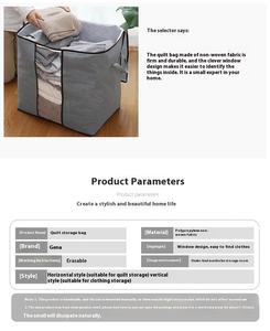 Sac de rangement de couette pliable à fenêtre transparente de grande capacité Couverture de vêtements à usage domestique et organisateur de literie - Product Image 4