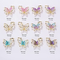 Nouveaux accessoires pour ongles en alliage, bijoux papillon laser transparent effet aurore, pour nail art féerique