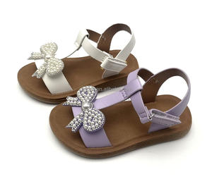 Meilleures ventes OEM – <span class=keywords><strong>Sandales</strong></span> plates pour filles, avec logo personnalisé, design nœud papillon, semelle en PVC injecté, antidérapantes et respirantes - Product Image 1