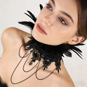 เครื่องประดับคอแบบขนนกสีดำสไตล์โกธิควิคตอเรียน สำหรับการแสดงละครเวทีและคอสเพลย์ - Product Image 4