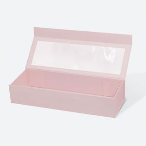 Luxury <b>pink</b> Cardboard Clothes <b>Gift</b> Scarf Packaging <b>Box</b> Folding Paper <b>Gift</b> <b>Box</b> with clear Window - Product Image 3