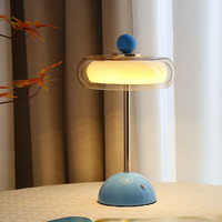 Lampe de table en verre style vintage en forme de champignon, avec cadre en fer, commande tactile, DIY - Lampe de chevet de luxe pour chambre/salon