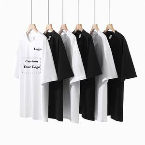 High Quality 300GSM Cotton Heavyweight T-<b>Shirt</b> Custom Screen <b>Silk</b> Printing Solid Pattern Drop Shoulder Oversized <b>Men's</b> T-<b>Shirts</b> - Product Image 1