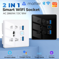 Prise intelligente Tuya Matter WiFi murale avec télécommande et prise universelle intelligente 13A