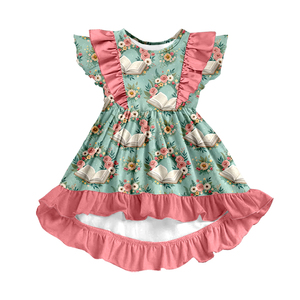 Vestido de Niña con Mangas con Volantes de Tela de Seda, Vestido Infantil con Estampado Personalizado - Product Image 2