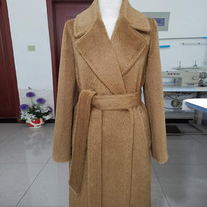 도매 턴다운 칼라 두꺼운 캐시미어 울 코트 겨울 롱 정품 여성용 알파카 울 코트 - Product Image 4