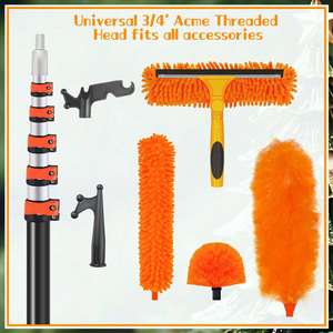 מוט טלסקופי ארוך מאלומיניום עם וו רב תכליתי, ללא סולם, לתליית תאורת חג המולד, כלי להתקנה, תלייה, ניקוי חוטים - Product Image 6